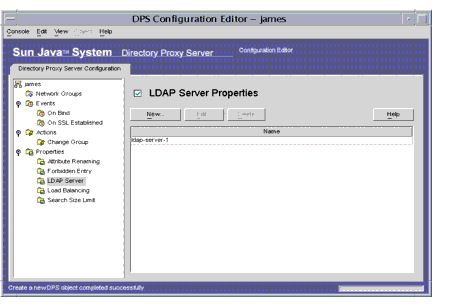 Directory Proxy Server  Configuration Editor LDAP Server Properties window.