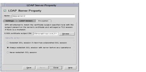 Directory Proxy Server LDAP Server Property window.