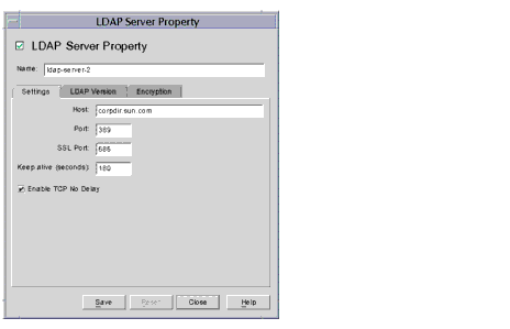 Directory Proxy Server LDAP Server Property Settings window.