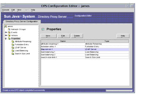 Directory Proxy Server  Configuration Editor  Properties window.