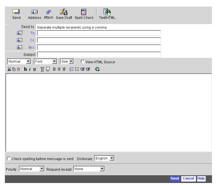In this figure the address tool bar is moved to the left so that it appears first on the tool bar, and  the field  ‘Recipients’  is renamed as ‘Send to.’