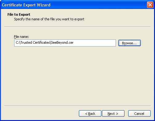 File to Export window
