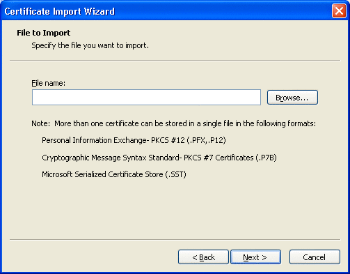 File to Import window