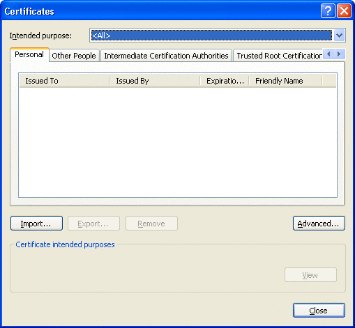 Internet Explorer certificates