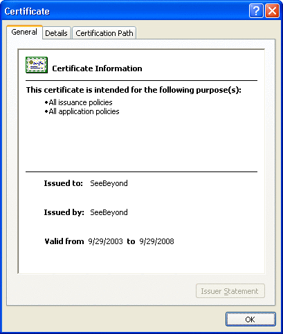Certificate Information window