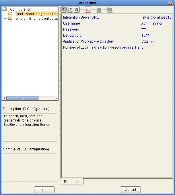 Integration Server Properties Dialog Box: Environment