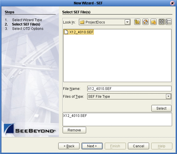 Selecting the SEF File