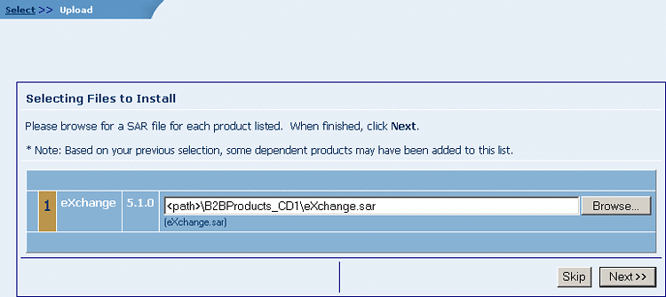 Suite Installer: Selecting Files to Install