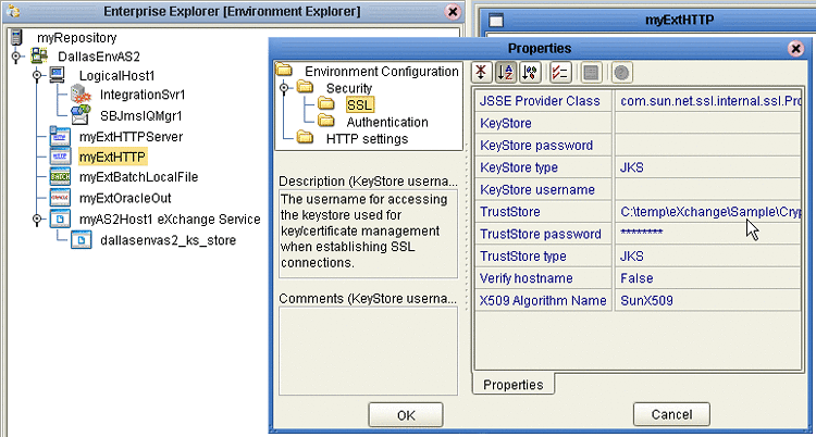 Configuring the SSL Properties of the HTTP External