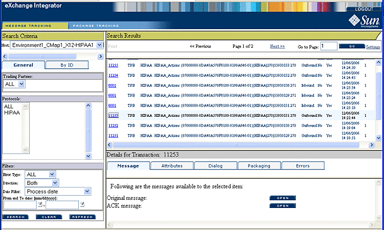 Message Tracker Window