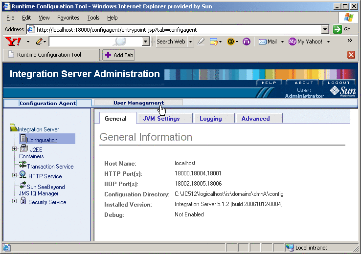 Integration Server Administration: User Management
