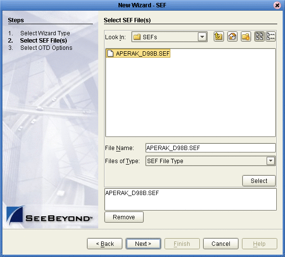 Selecting the SEF File