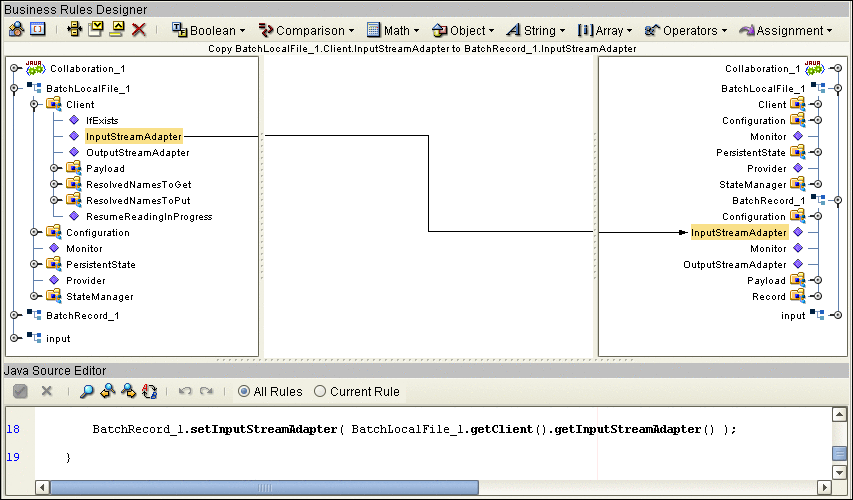 BatchLocalFile と BatchRecord 間の InputStreamAdapter