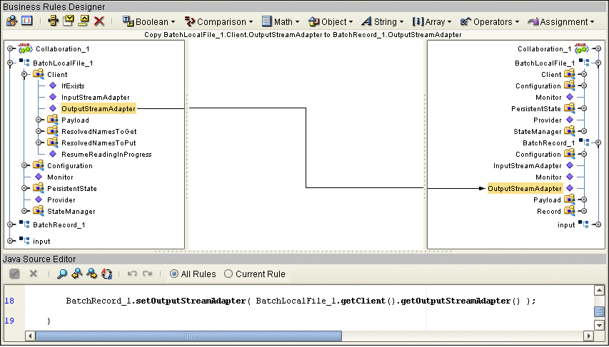 BatchLocalFile と BatchRecord 間の OutputStreamAdapter
