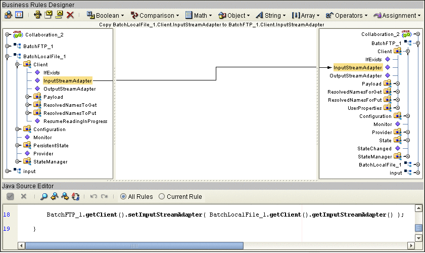 BatchLocalFile と BatchFTP 間の InputStreamAdapter