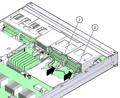 image:Graphic showing how to connect the storage backplane cables.