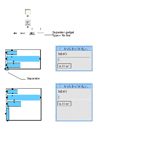 Screenshots illustrating how to add an invisible widget.