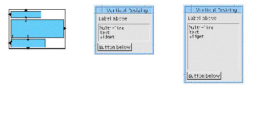 Screenshots illustrating an expanding middle widget.
