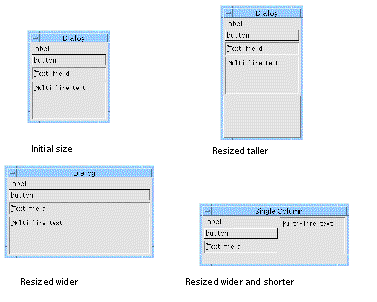 Dynamic displays illustrating resize behavior.