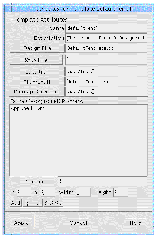 The Template Attributed dialog with default values entered.