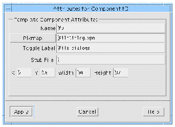The Component Attributes dialog with default values entered.