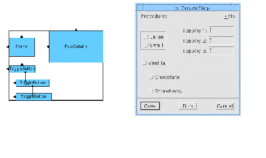 Illustration of 20 pixel form spacing shown in both the Layout Editor and dynamic display.