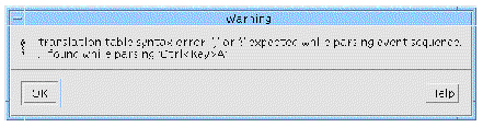Warning dialog shown when a syntax error has been detected in the accelerator string for the PushButton keyboard accelerator resource.