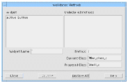 Screenshot of Invalidated Methods dialog.