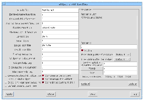 Widget Edit dialog with title "Widget formWidgetClass" indicating which widget class is being edited.