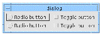 Example dialog showing radio buttons and toggle buttons.