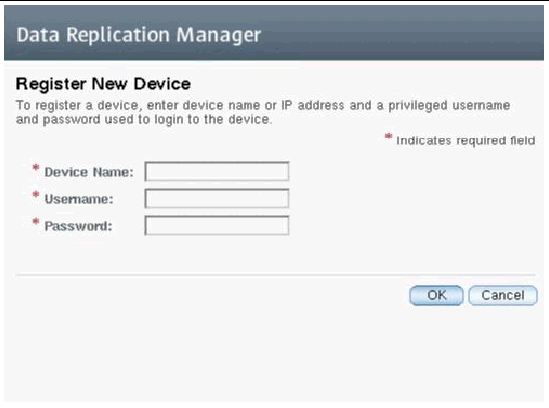 Screen capture of the Register New Device page.