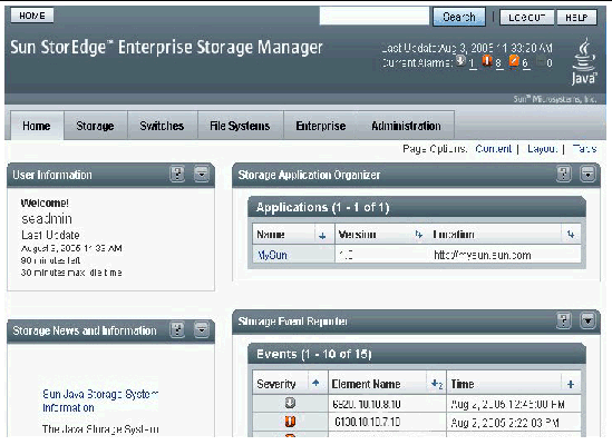 Screen capture of the storage desktop.