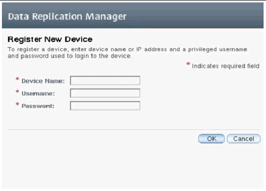 Screen capture of the Register New Device page.