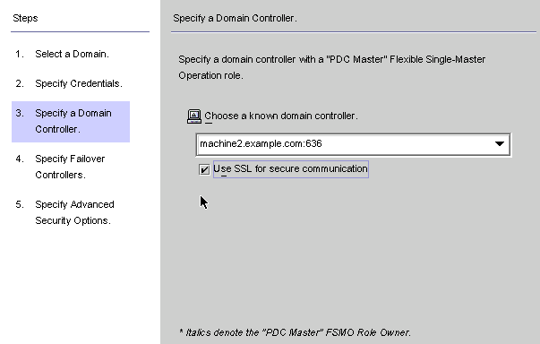 Select an Active Directory domain controller.