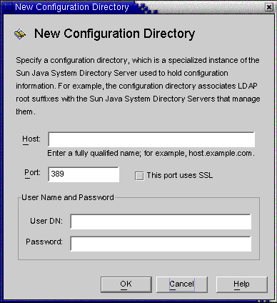 Use the New Configuration Directory dialog box to specify
a new configuration directory.