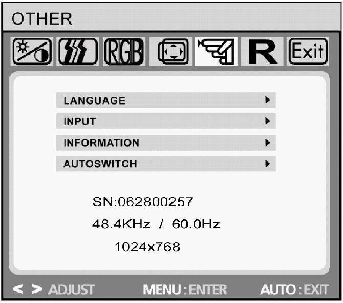 A graphic which is a facimilie of how the monitor's OSD display appears whenever the monitor's user language  feature is being accessed.