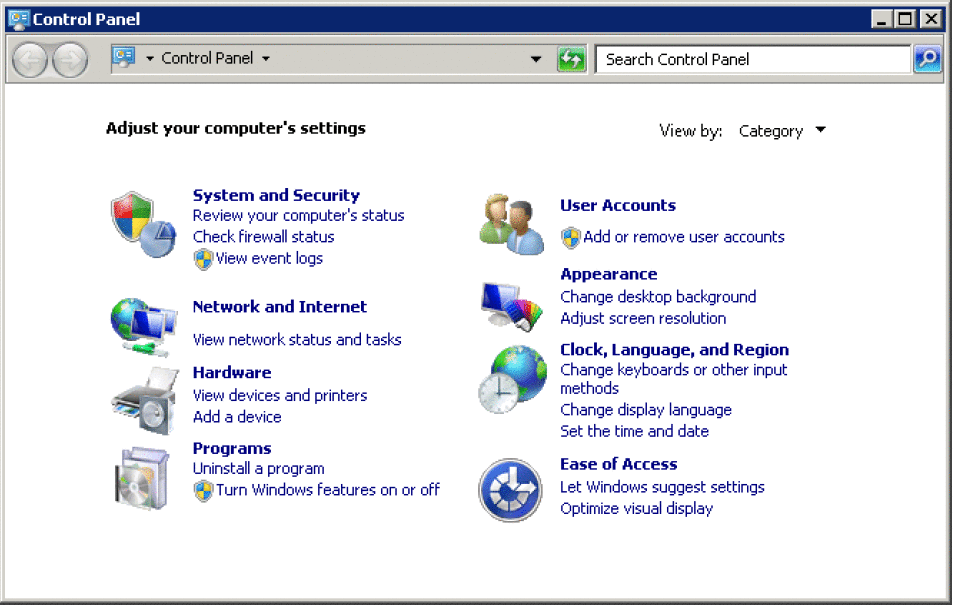 Graphic of the Windows Control Panel window.