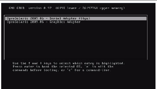 Graphic showing GRUB menu screen.