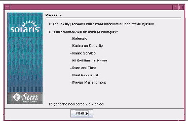 Solaris Installation Program Welcome screen