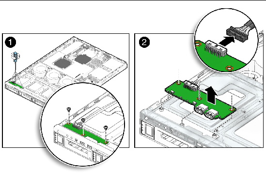 Figure showing removal of the I/O board.