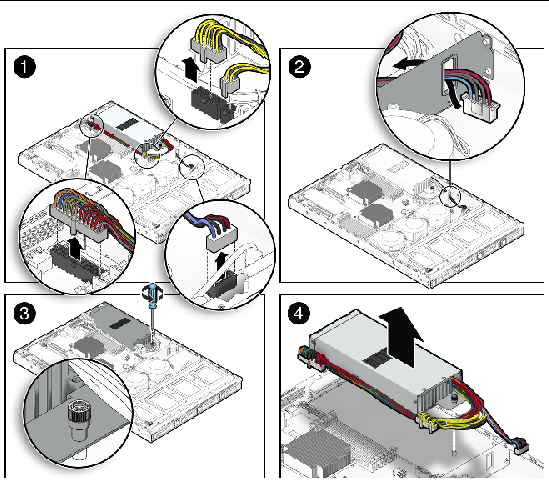 Figure showing removal of the power supply.