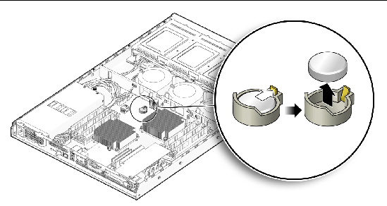 Figure showing removal of the system battery.