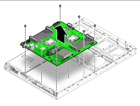 Figure showing removal of the motherboard.