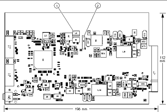 Figure is a mechanical drawing of the ExpressModule Board, showing Jumper J3 and Jumper J5