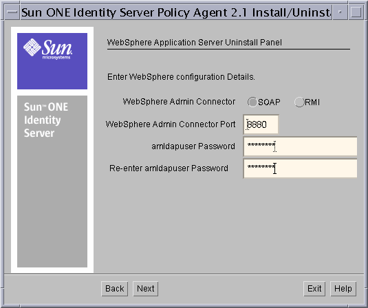 This is the IBM WebSphere Application Server Uninstallation screen.