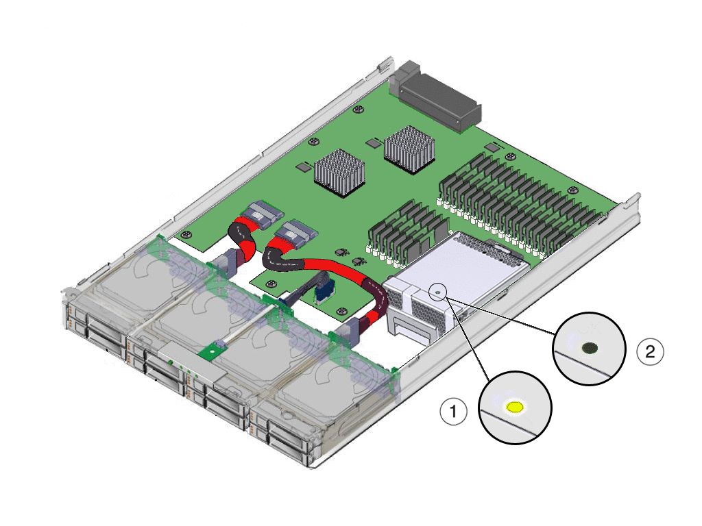 ESM 電源 LED を示す図。