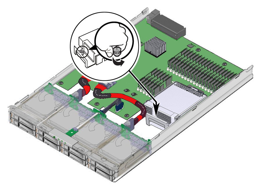 ESM 固定用ねじを緩めている状態を示す図。