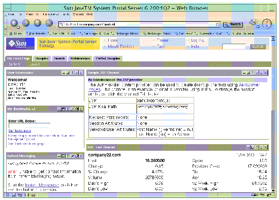 Sun Java System Portal Server desktop.