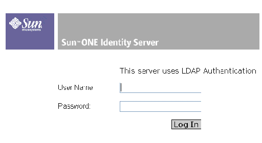 Access Manager login prompt with empty data fields, User Name and Password.Access Manager Console login prompt with no values for User Name and Password. Button is Log In.