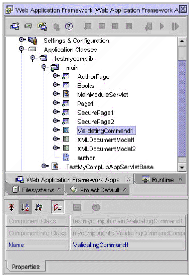 This figure shows the ValidatingCommand1 object node in the Explorer. 